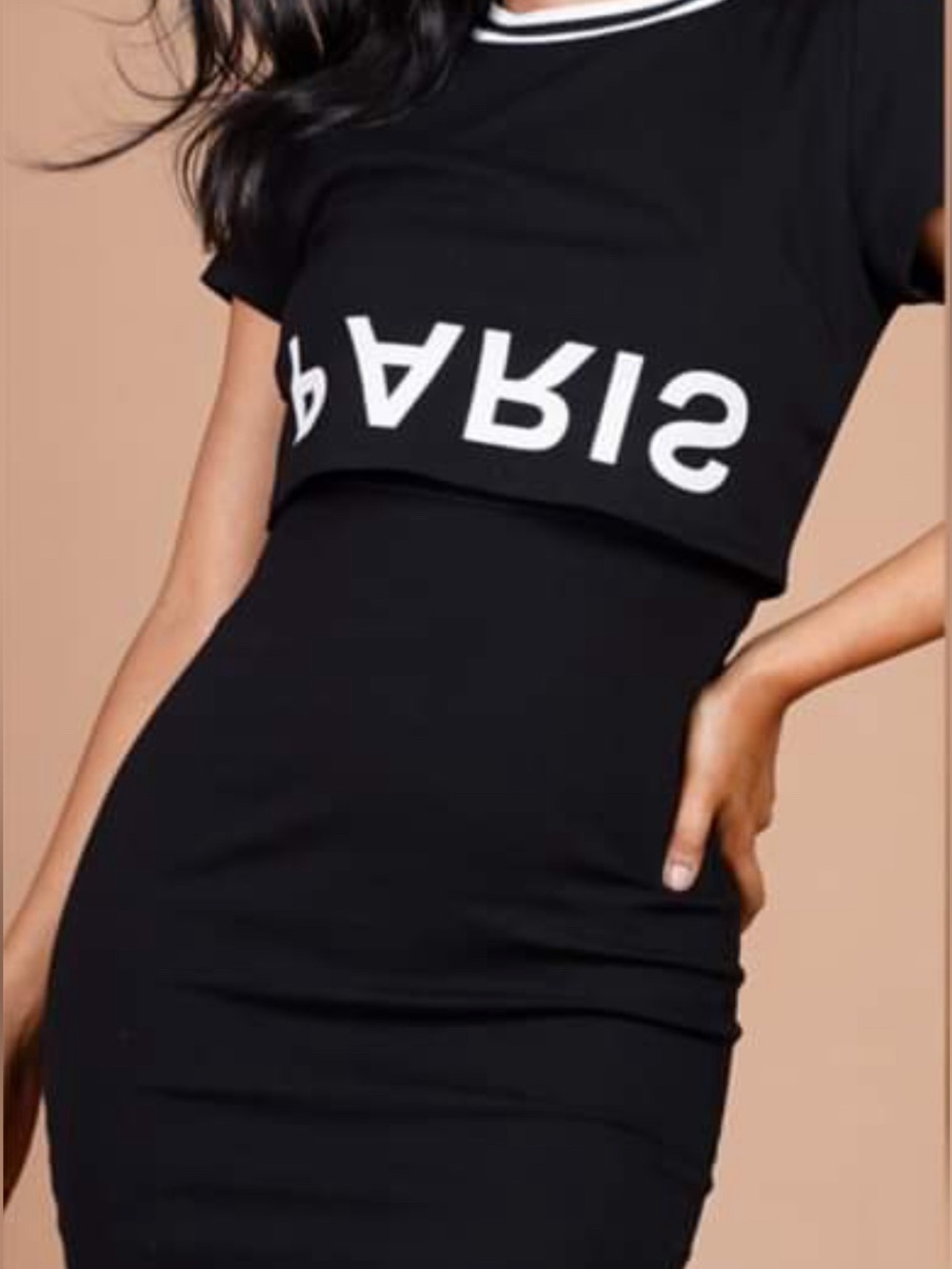 Forever 21 Black Paris Graphic Two-Piece Style Dress